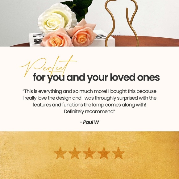 Battery Operated Table Lamp - Beautiful Rechargeable Gold Desk Lamp - Touch Dim - Picture 2 of 7